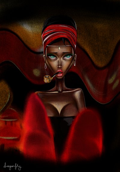 Fumeur au turban rouge - dragonfly