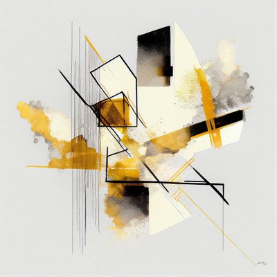 Formes géométriques abstraites, aquarelle - F. Abderrahim