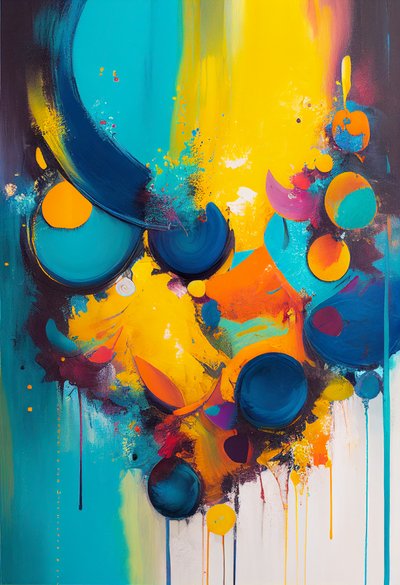 Composition abstraite avec couleurs vibrantes - F. Abderrahim