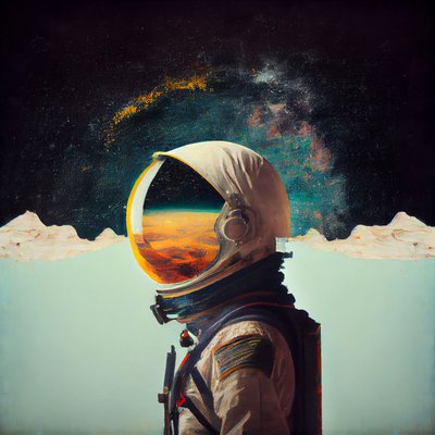 Astronaute solitaire abstrait dans l