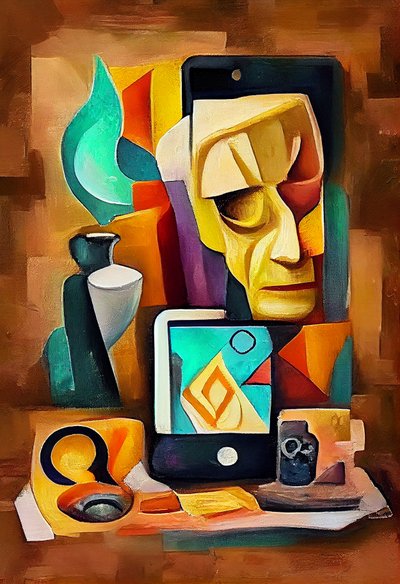 Peinture surréaliste abstraite, inspirée de Picasso - F. Abderrahim