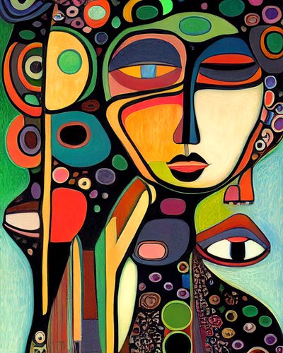 Visage de femme abstrait, art figuratif - F. Abderrahim