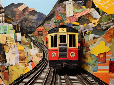Gare de funiculaire, collage - F. Abderrahim