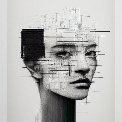Dessin minimaliste de visage humain - F. Abderrahim