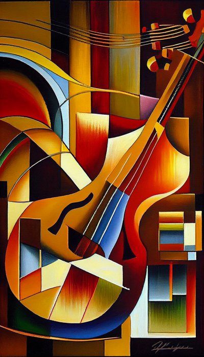 Instrument de musique, peinture abstraite - F. Abderrahim