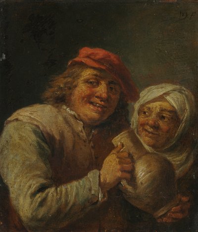 Vieil homme et vieille femme - imitator of David Teniers