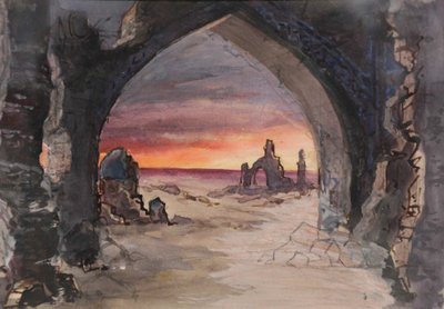 Décor de scène pour la pièce Rupture Grass par E. Goslavsky, 1901 - karl Fyodorovich Valz