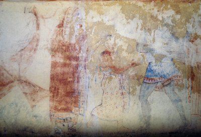Femme et jeune homme, fresque, Tombe des Démons Bleus, Nécropole de Tarquinia (Liste du patrimoine mondial de l