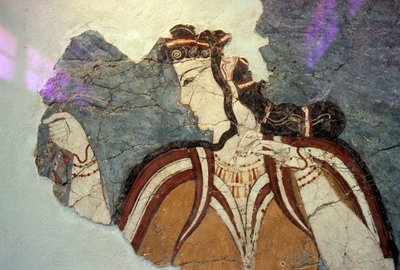 Fragment de fresque avec figure féminine, de Mycènes, Grèce, civilisation mycénienne - Unbekannt Unbekannt