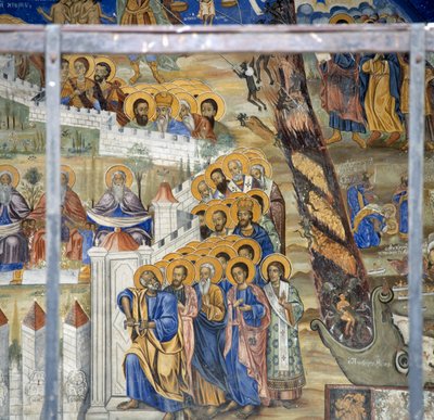 Saint Pierre ouvrant les portes du Ciel, fresque du Jugement Dernier au monastère de Timios Prodromos, Serres, Macédoine centrale, Grèce - Unbekannt Unbekannt