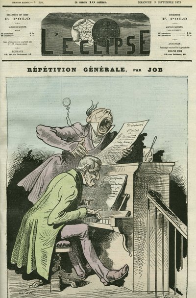 Caricature "répétition générale" pour le monde politique. Couverture de "L