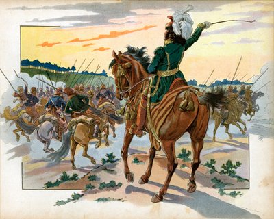 Pendant la campagne de Russie, Joachim Murat avançant seul contre les Cosaques - pseudonym for Onfray de Breville Jacques Job