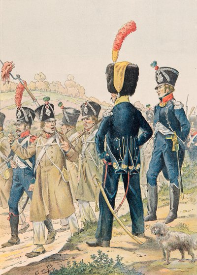 Jacques Marie Gaston Onfroy de Bréville dit JOB (1858-1931) - Tenue des troupes françaises à toutes les époques : Officiers des Voltigeurs et Chasseurs à pied sous le Premier Empire, Collection privée - pseudonym for Onfray de Breville Jacques Job