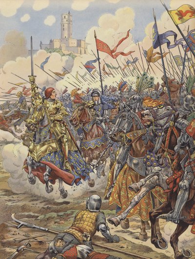 Louis XI de France menant son armée à la bataille de Montlhéry - pseudonym for Onfray de Breville Jacques Job