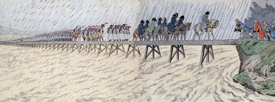 Napoléon Ier Bonaparte (1769-1821) et son armée passent le Rhin le 1er octobre 1805 - pseudonym for Onfray de Breville Jacques Job