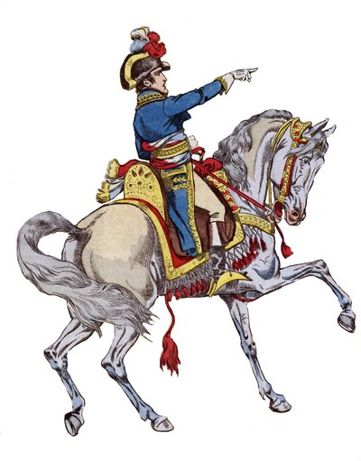 Napoléon à cheval - lithographie de Job (Jacques Onfroy de Bréville) de « Le Grand Napoléon des Petites Enfants » 1893 - pseudonym for Onfray de Breville Jacques Job