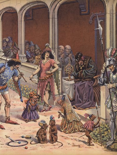 Artistes divertissant le vieux roi Louis XI de France - pseudonym for Onfray de Breville Jacques Job