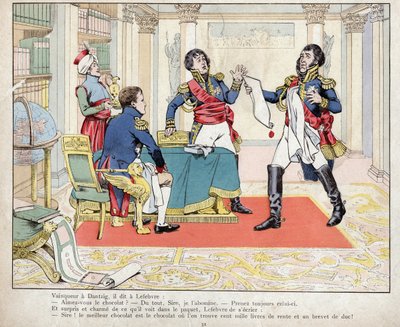 Vainqueur à Dantzig, il dit à Lefebvre: " Napoléon et Lefebvre au siège de Danzig, 24 mai 1807 " lithographie par Job - pseudonym for Onfray de Breville Job