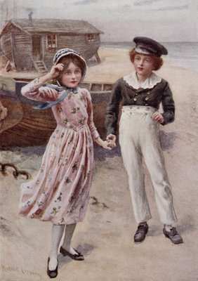 David Copperfield et Little Em&39;ly, illustration pour &39;Character Sketches from Dickens&39; compilée par BW Matz, 1924 - Harold Copping