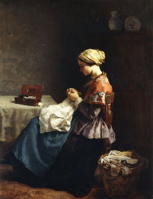 La petite couturière, 1858 | Jules Breton | Estampe d'art