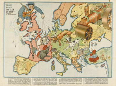 Hark! Hark! Les chiens aboient! Carte satirique européenne, 1914 - Unbekannt