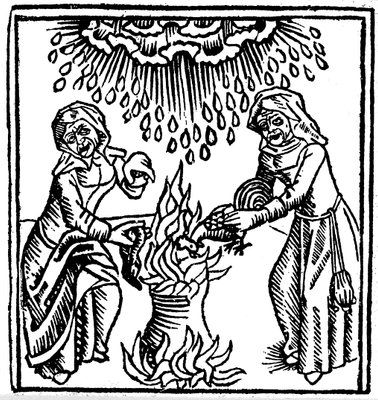 Sorcières jetant un sort pour apporter de la pluie, 1489 - Unbekannt