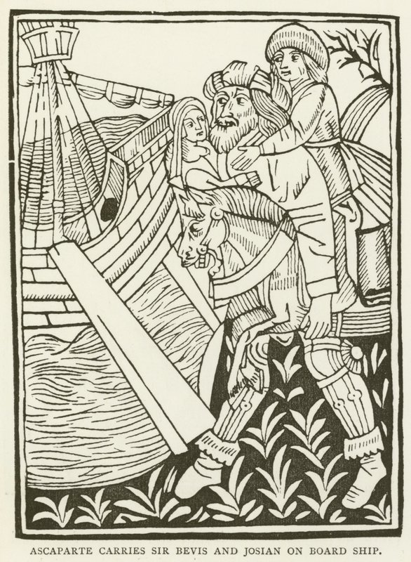 Ascaparte transporte Sir Bevis et Josian à bord du navire - (after) English School