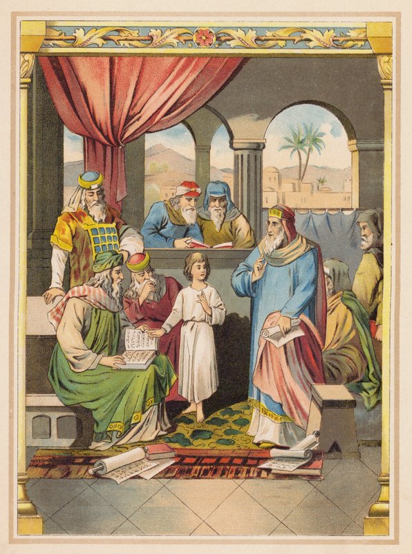 Jésus avec les anciens dans le temple - (after) German School