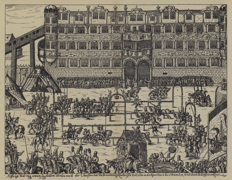 Tournoi en célébration du baptême de Sigismond, fils de Jean-Georges, Électeur de Brandebourg, au château de Colln - (after) German School