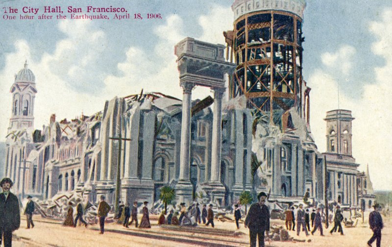 Hôtel de ville, San Francisco, après le tremblement de terre de 1906 - American School