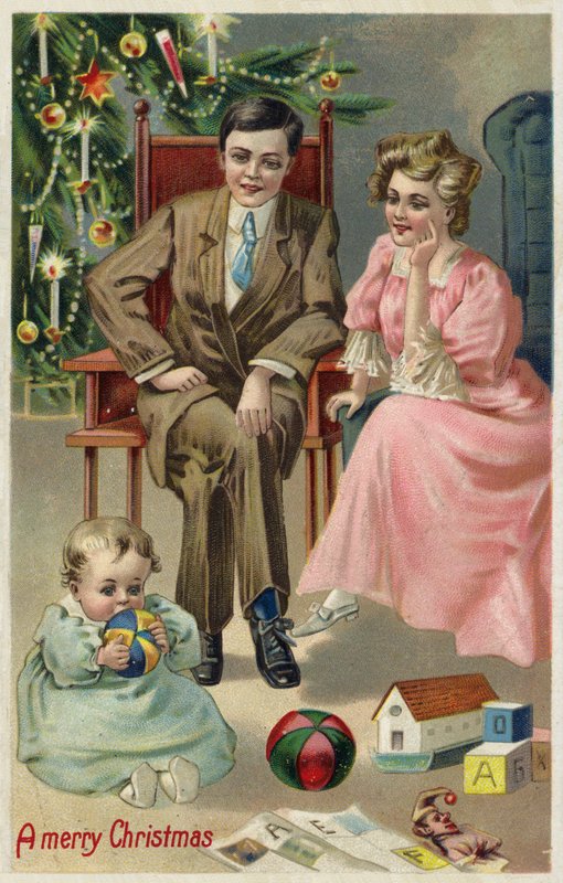Couple avec bébé à Noël - American School