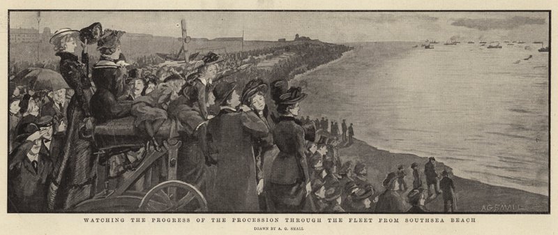 Regarder la progression de la procession à travers la flotte depuis la plage de Southsea - A. G. Small