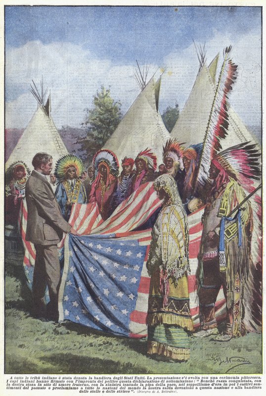 À toutes les tribus indiennes a été donnée la bannière des États-Unis - Achille Beltrame