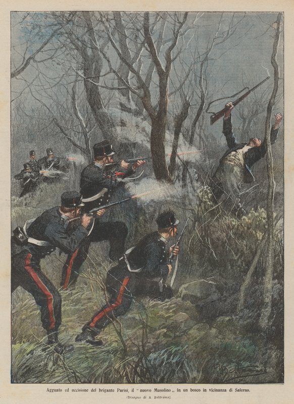 Guet-apens et assassinat du brigand Parisi, le nouveau Musolino dans une forêt près de Salerne - Achille Beltrame