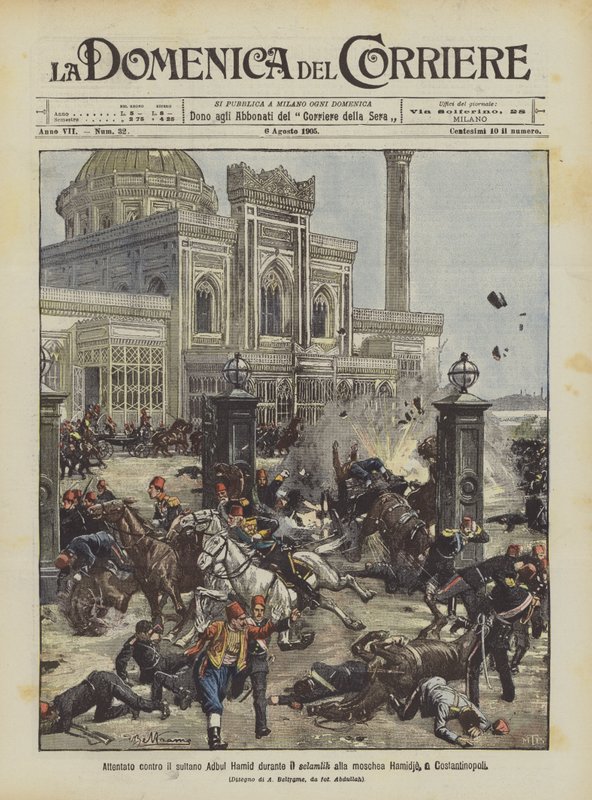 Attentat contre le sultan Abdul Hamid pendant le selamlik à la mosquée Hamidie, à Constantinople - Achille Beltrame