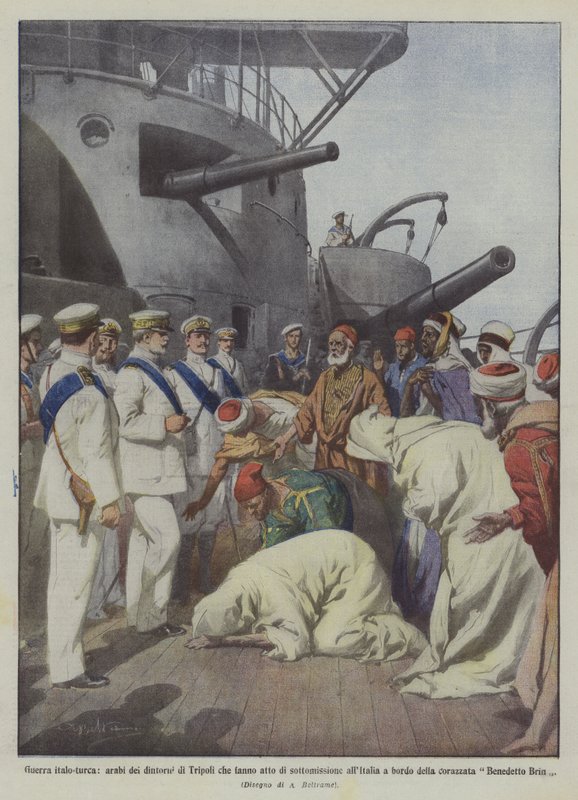 Guerre italo-turque, Arabes des environs de Tripoli faisant acte de soumission à l