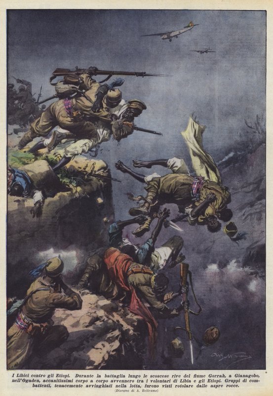 Les Libyens contre les Éthiopiens - Achille Beltrame