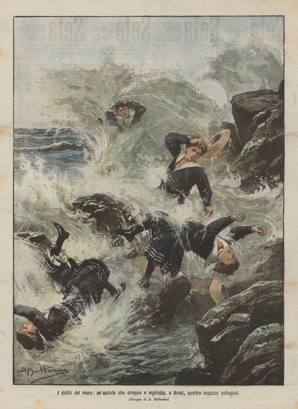 Les crimes de la mer, une vague emporte et engloutit quatre jeunes filles à Brest - Achille Beltrame