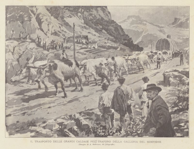 Le Transport des Grandes Chaudières pour le Tunnel du Simplon - Achille Beltrame