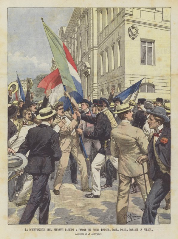 La manifestation des étudiants parisiens en faveur des Boers, dispersée par la police devant la Sorbonne - Achille Beltrame