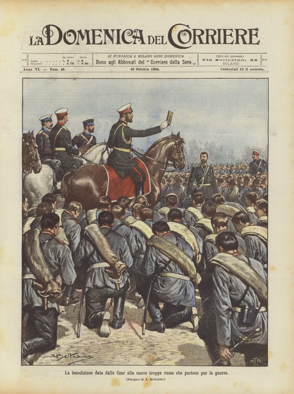 La bénédiction donnée par le Tsar aux nouvelles troupes russes partant pour la guerre - Achille Beltrame