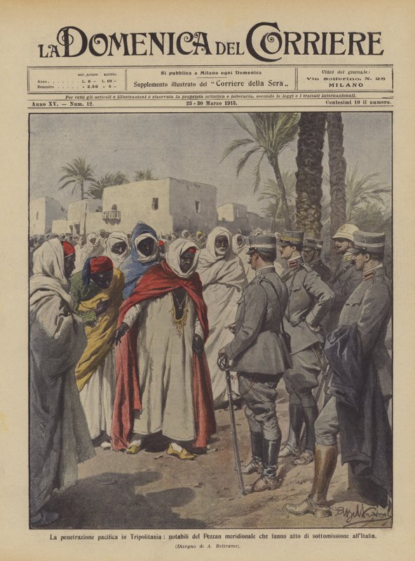 La pénétration pacifique en Tripolitaine, notables du Fezzan méridional faisant acte de soumission - Achille Beltrame