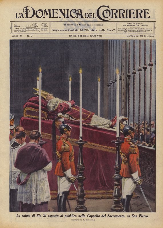 La dépouille de Pie XI exposée au public dans la Chapelle du Saint-Sacrement, à Saint-Pierre - Achille Beltrame