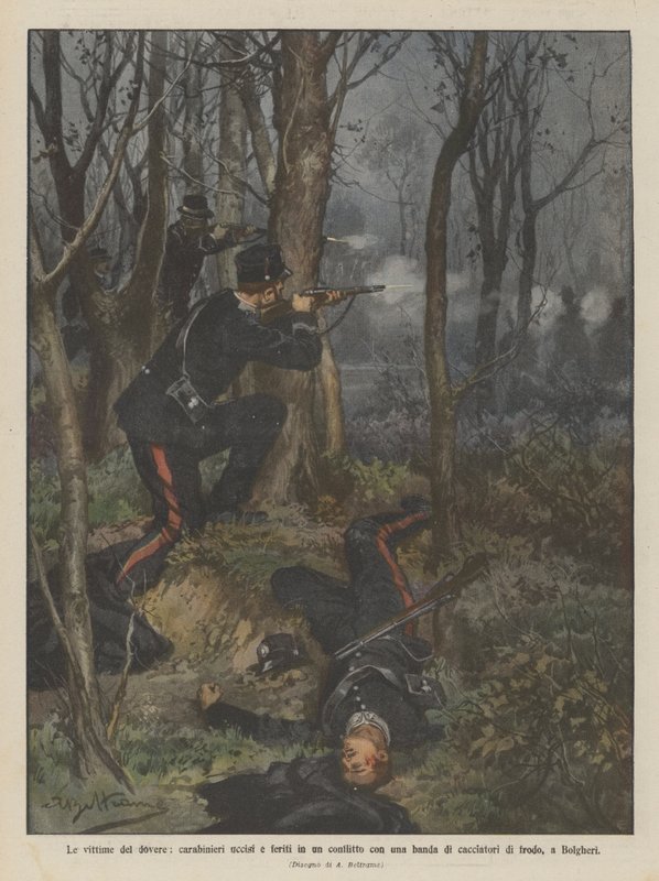 Les victimes du devoir, carabiniers tués et blessés dans un conflit avec des braconniers à Bolgheri - Achille Beltrame