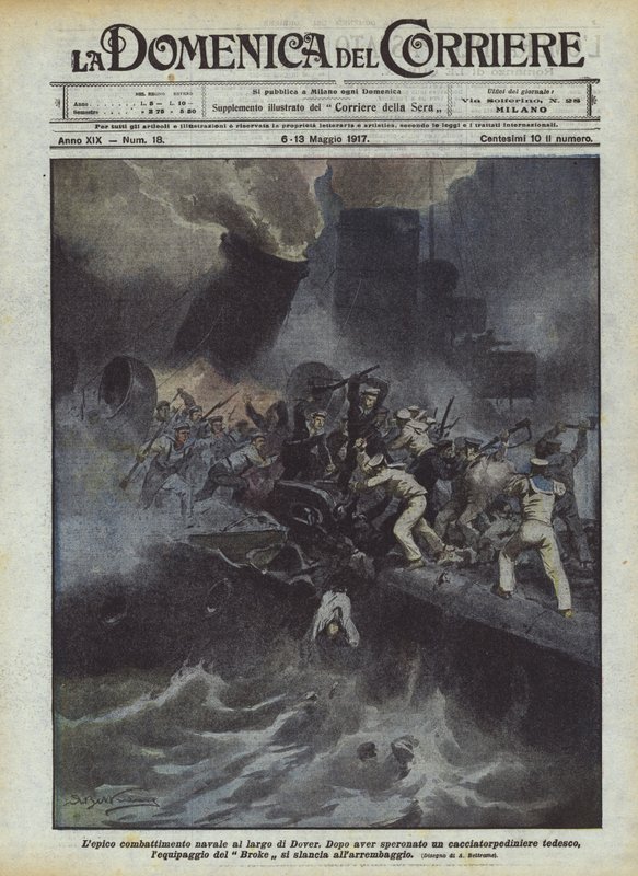Le combat naval épique au large de Douvres - Achille Beltrame