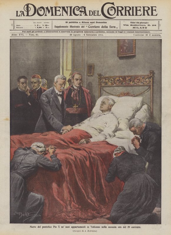 Mort du pontife Pie X dans ses appartements au Vatican à la deuxième heure du 20 courant - Achille Beltrame