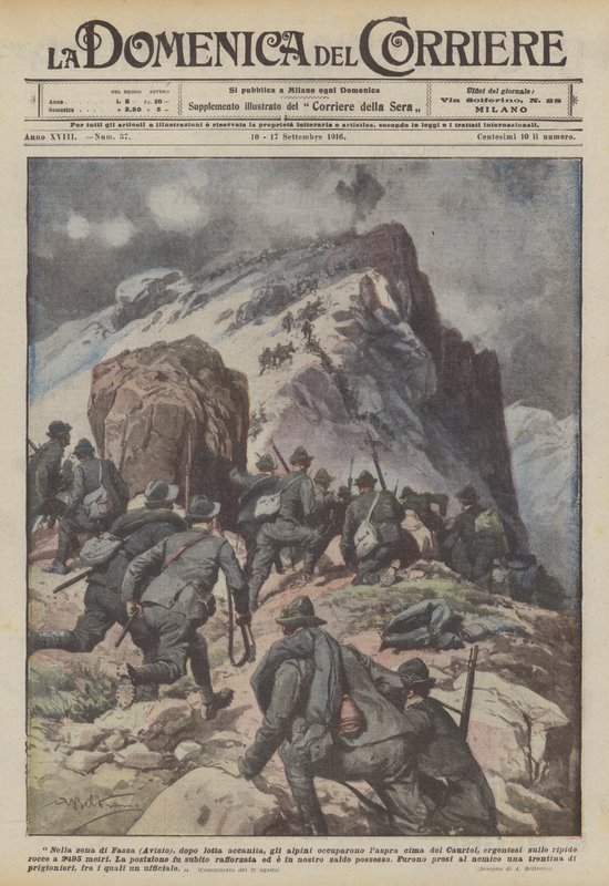 Dans la zone de Fassa (Avisio), après une lutte acharnée, les alpins ont occupé le sommet escarpé du Cauriol - Achille Beltrame