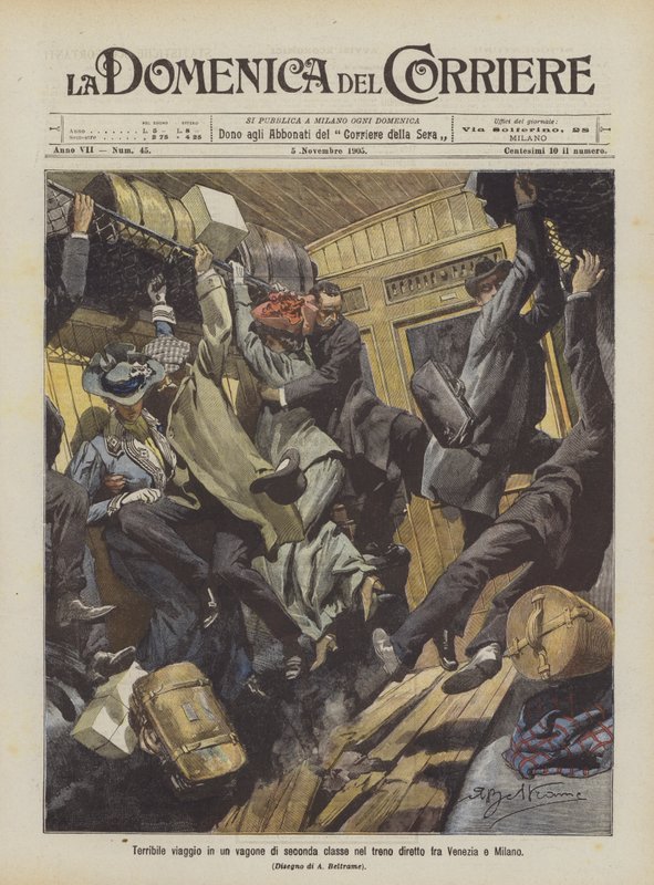 Terrible voyage dans un wagon de seconde classe entre Venise et Milan - Achille Beltrame