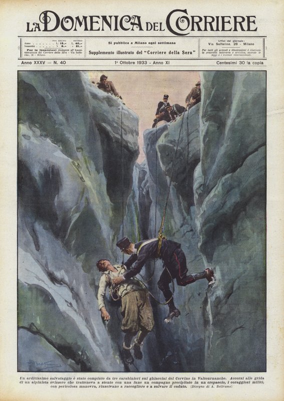 Un sauvetage audacieux réalisé par trois carabiniers sur les glaciers du Cervin à Valtournenche - Achille Beltrame
