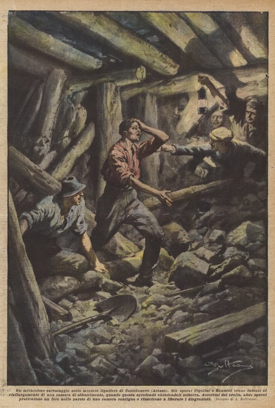 Un sauvetage miraculeux dans les mines de lignite de Castelnuovo (Arezzo) - Achille Beltrame